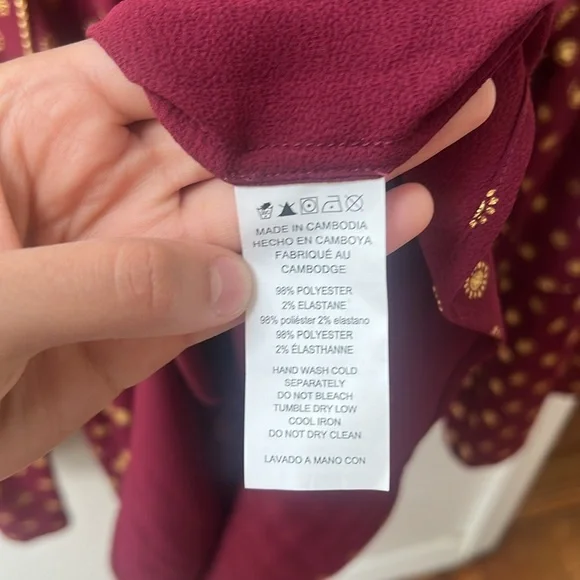 Michael Kors Dark red  and gold blouse MK top long sleeve small size - Picture 13 of 16